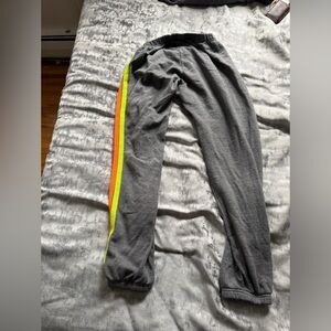 Aviator Nation Gray Joggers with Neon Stripes